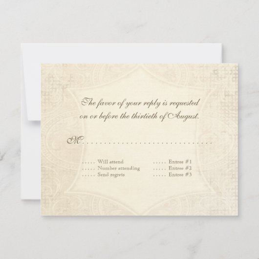 Modern  Lace Tea Sined Hydrangea n Rozen RSVP Kaartje (Achterkant)