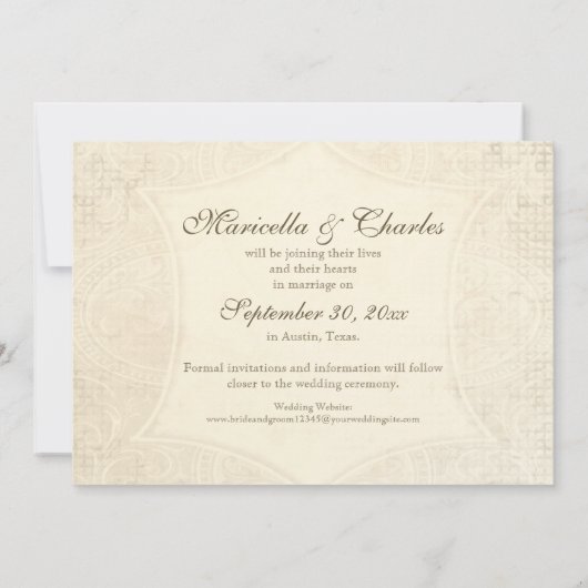 Modern  Lace Tea Sined Hydrangea n Rozen Save The Date (Achterkant)