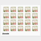 Modern  Lace Tea Sined Hydrangea n Rozen Vierkante Sticker (Vel)