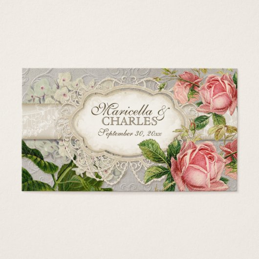 Modern Lace Tea Sined Hydrangea n Rozen Visitekaartje (Voorkant)