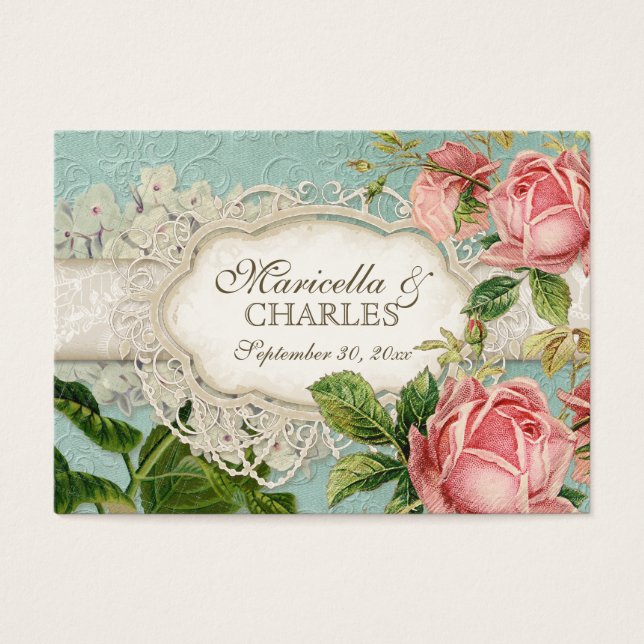 Modern  Lace Tea Sined Hydrangea n Rozen Visitekaartje (Voorkant)