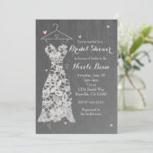 Modern Lace Wedding Dress Gray Chic Vrijgezellenfe Kaart (Staand voorkant)