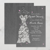 Modern Lace Wedding Dress Gray Chic Vrijgezellenfe Kaart (Voorkant / Achterkant)