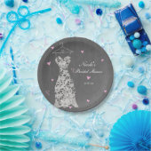 Modern Lace Wedding Dress Gray Chic Vrijgezellenfe Papieren Bordje (Feest)