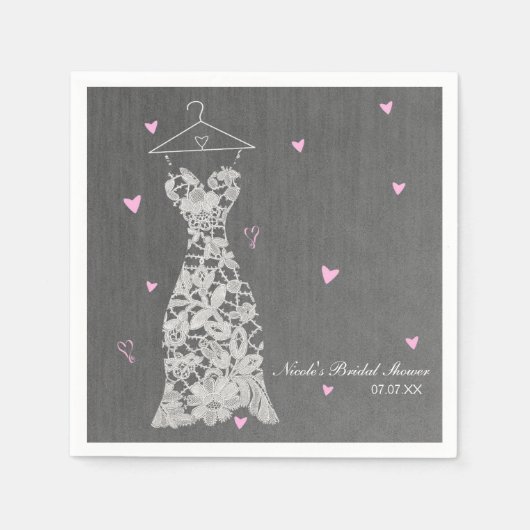 Modern Lace Wedding Dress Gray Chic Vrijgezellenfe Servet (Voorkant)