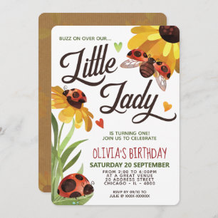Modern Lady Bug Birthday Uitnodiging