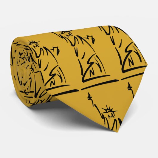 Modern Lady Liberty Black op Saffron Gold Stropdas (Opgerold)