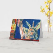 Modern Lady Liberty Waterverf Colorful briefkaart (Gele Bloem)