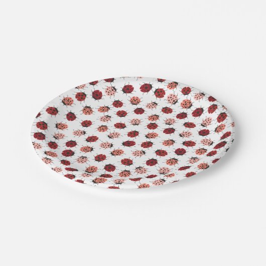 Modern Ladybugs in rood en roze Papieren Bordje (Gekanteld)