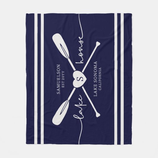 Modern Lake House Aangepaste Naam Script | marineb Fleece Deken (Voorkant)