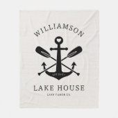 Modern Lake House familienaam Anchor Oars Paddles Fleece Deken (Voorkant)