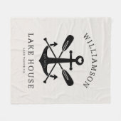 Modern Lake House familienaam Anchor Oars Paddles Fleece Deken (Voorkant (Horizontaal))