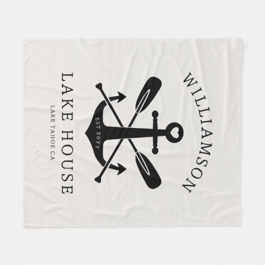 Modern Lake House familienaam Anchor Oars Paddles Fleece Deken (Voorkant (Horizontaal))