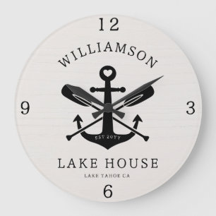 Modern Lake House familienaam Anchor Oars Paddles Grote Klok