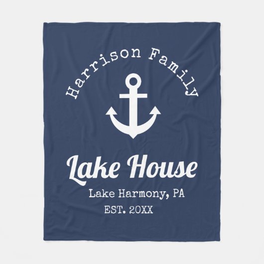Modern Lake House Familienaam Fleece Blanket Deken (Voorkant)