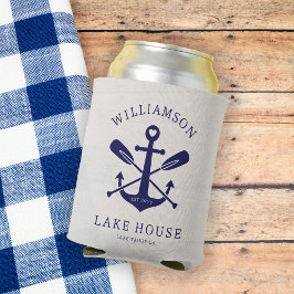 Modern Lake House familienaam nautisch | marinebla Blikjeskoeler