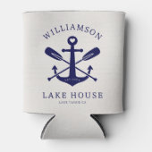 Modern Lake House familienaam nautisch | marinebla Blikjeskoeler (Voorkant)
