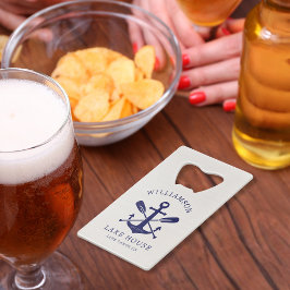 Modern Lake House familienaam nautisch | marinebla Creditkaart Flessenopener