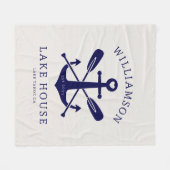 Modern Lake House familienaam nautisch | marinebla Fleece Deken (Voorkant (Horizontaal))