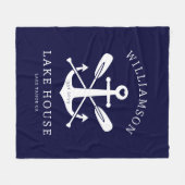 Modern Lake House familienaam nautische marine bla Fleece Deken (Voorkant (Horizontaal))