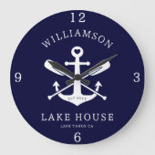 Modern Lake House familienaam nautische marine bla Grote Klok (Voorkant)