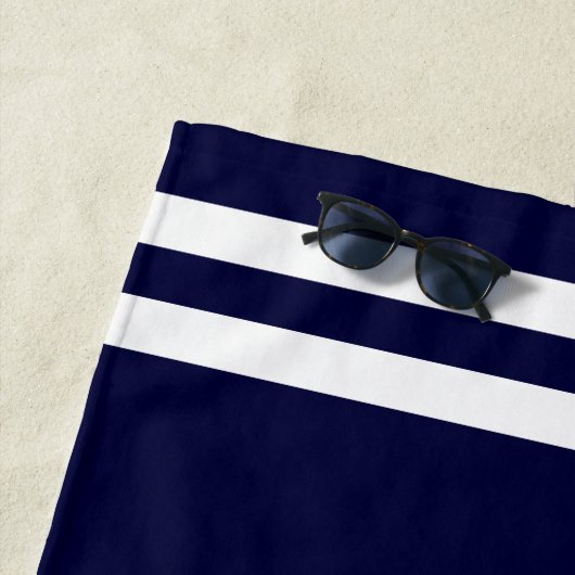 Modern Lake House familienaam nautische marine bla Strandlaken (In situ)