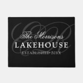 Modern Lakehouse Passen getrouwd Monogram Zwart Deurmat (Voorkant)
