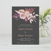 Modern Land Bloemen Botanisch Grijs Bruiloft Kaart (Staand voorkant)