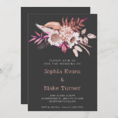 Modern Land Bloemen Botanisch Grijs Bruiloft Kaart (Voorkant / Achterkant)