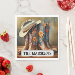 Modern land Westerne bruiloft cowboylaarzen Servet