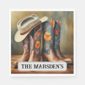 Modern land Westerne bruiloft cowboylaarzen Servet (Voorkant)