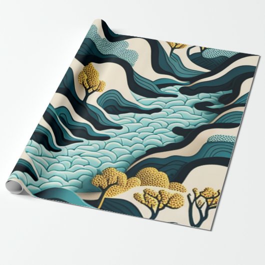 Modern Landscape Cadeaupapier (Uitgerold)
