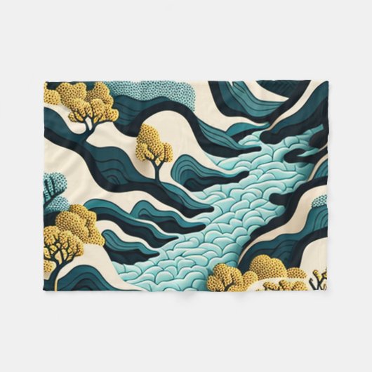 Modern Landscape Fleece Deken (Voorkant (Horizontaal))