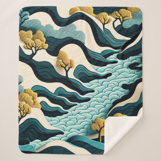 Modern Landscape Sherpa Deken (Voorkant)