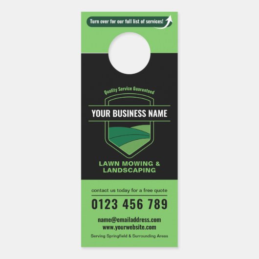 Modern Landscaping Lawn Mowing Marketing Deurhanger (Voorkant)