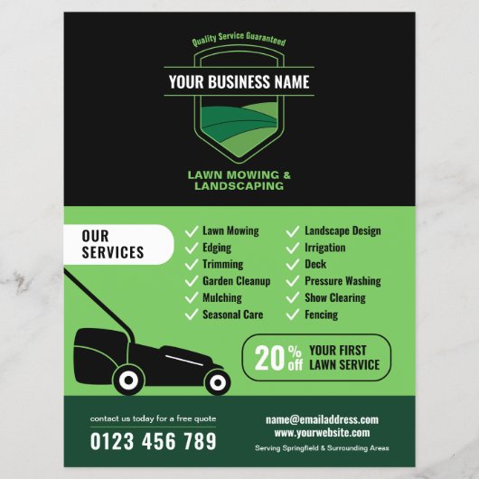 Modern Landscaping Lawn Mowing Marketing Flyer (Voorkant)