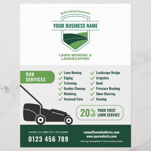 Modern Landscaping Lawn Mowing Marketing Flyer (Voorkant)