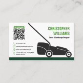 Modern Landscaping Lawn Mowing White Green QR Code Visitekaartje (Voorkant)
