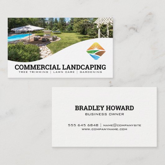 Modern Landscaping Logo | Residentiele Achtertuin Visitekaartje (Voorkant / Achterkant)