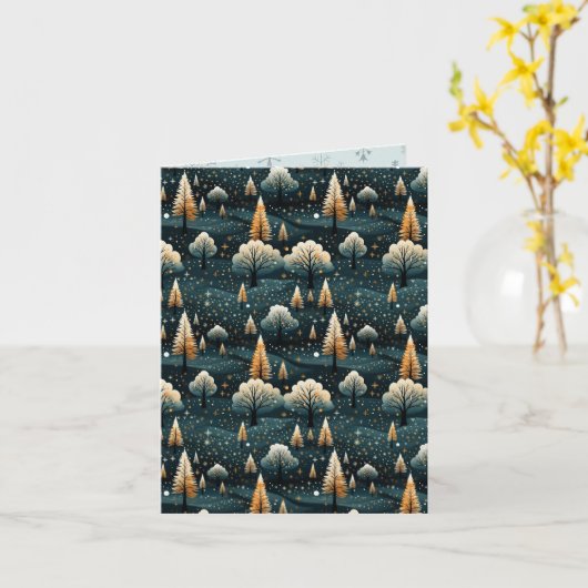 Modern Landschap Kerstmis Kaart (Gele Bloem)