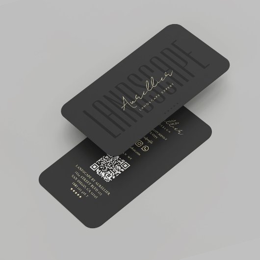 Modern Landschap Monogram Zwart Goud Professioneel Visitekaartje