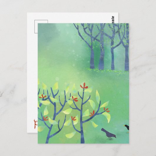 Modern landschapsgroen briefkaart (Voorkant / Achterkant)