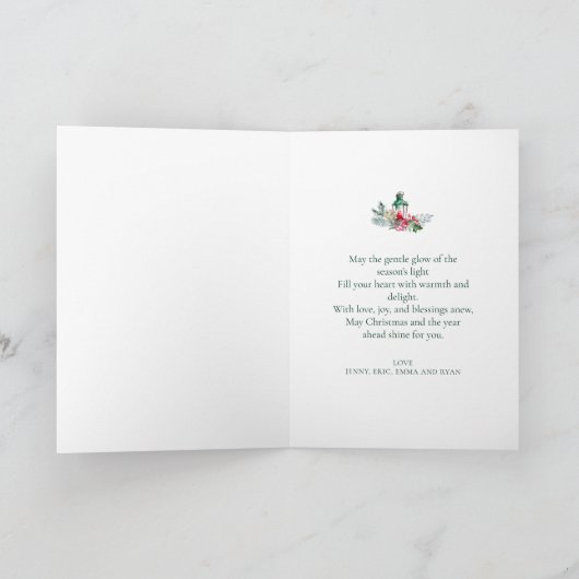 Modern Lantaarn Minimalistisch Script Vrolijk Kers Feestdagen Kaart (Binnen)