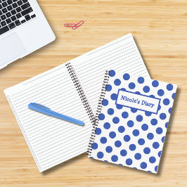 Modern Large Blue Polka Dot Notitieboek