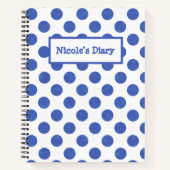 Modern Large Blue Polka Dot Notitieboek (Voorkant)