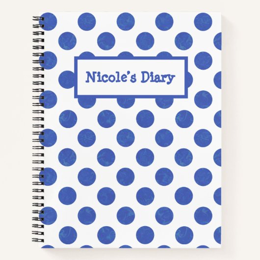 Modern Large Blue Polka Dot Notitieboek (Voorkant)