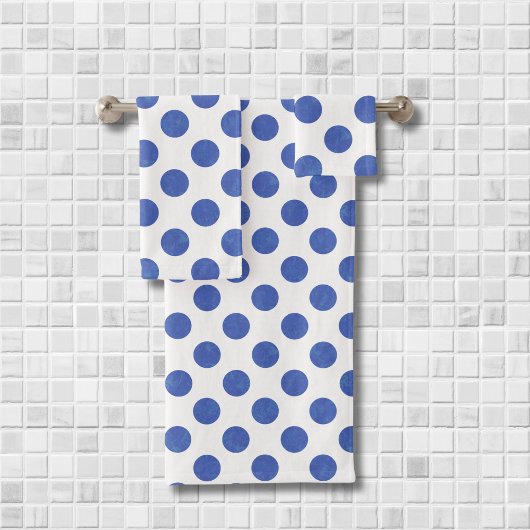 Modern Large Blue Polka Dot Towel Bad Handdoek