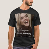 Modern Large Photo Funeral Memorial T-Shirt (Voorkant)