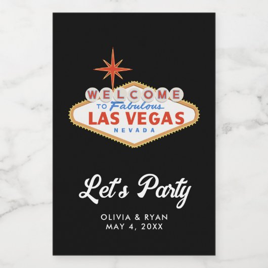 Modern Las Vegas Bruiloft Mini Wijn Label Etiket (Enkel label)