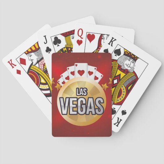 Modern Las Vegas Golden Stars Red Pokerkaarten (Achterkant)